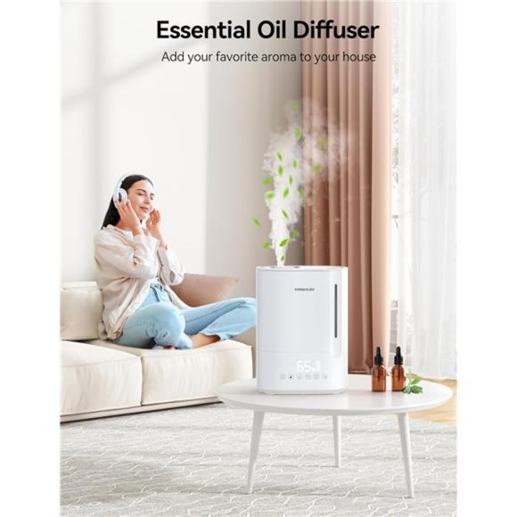 6L Humidifiers for Large Room, Top Fill Ultrasonic Warm & Cool Mist Humidifiers - Picture 4 of 8